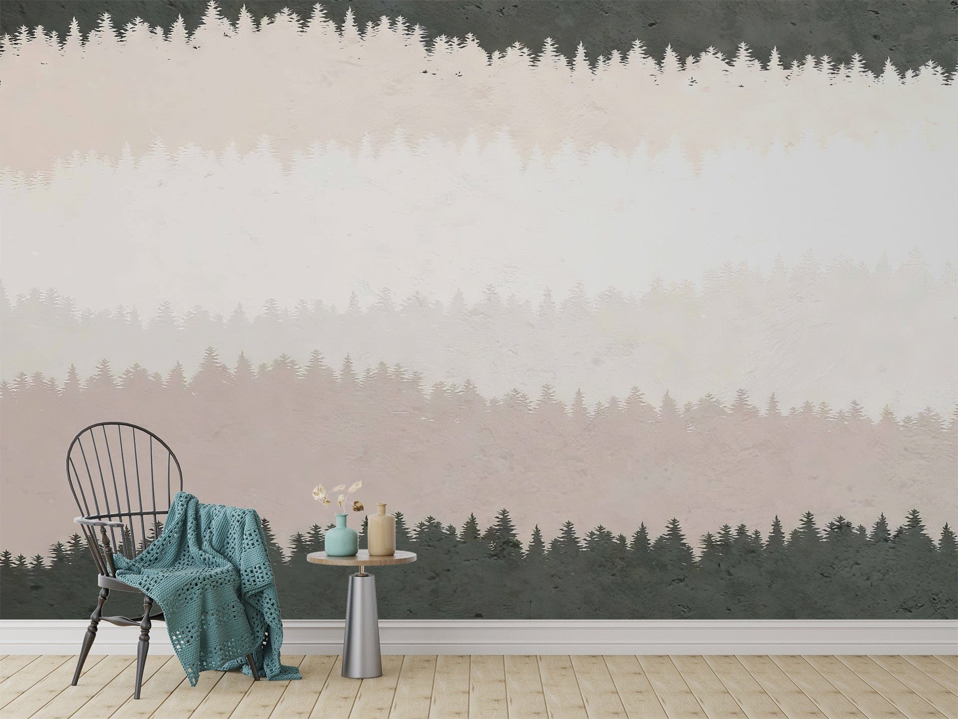 Shaded Timber wallpaper brings rustic charm to your living room.