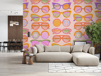 Lounge with Shades of Cool Mid-Mod Summer wallpaper and soft pastel pattern, GD8650