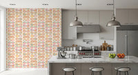 Modern kitchen with Shades of Cool Mid-Mod Summer Muted Tones Wallpaper backdrop, GD8652