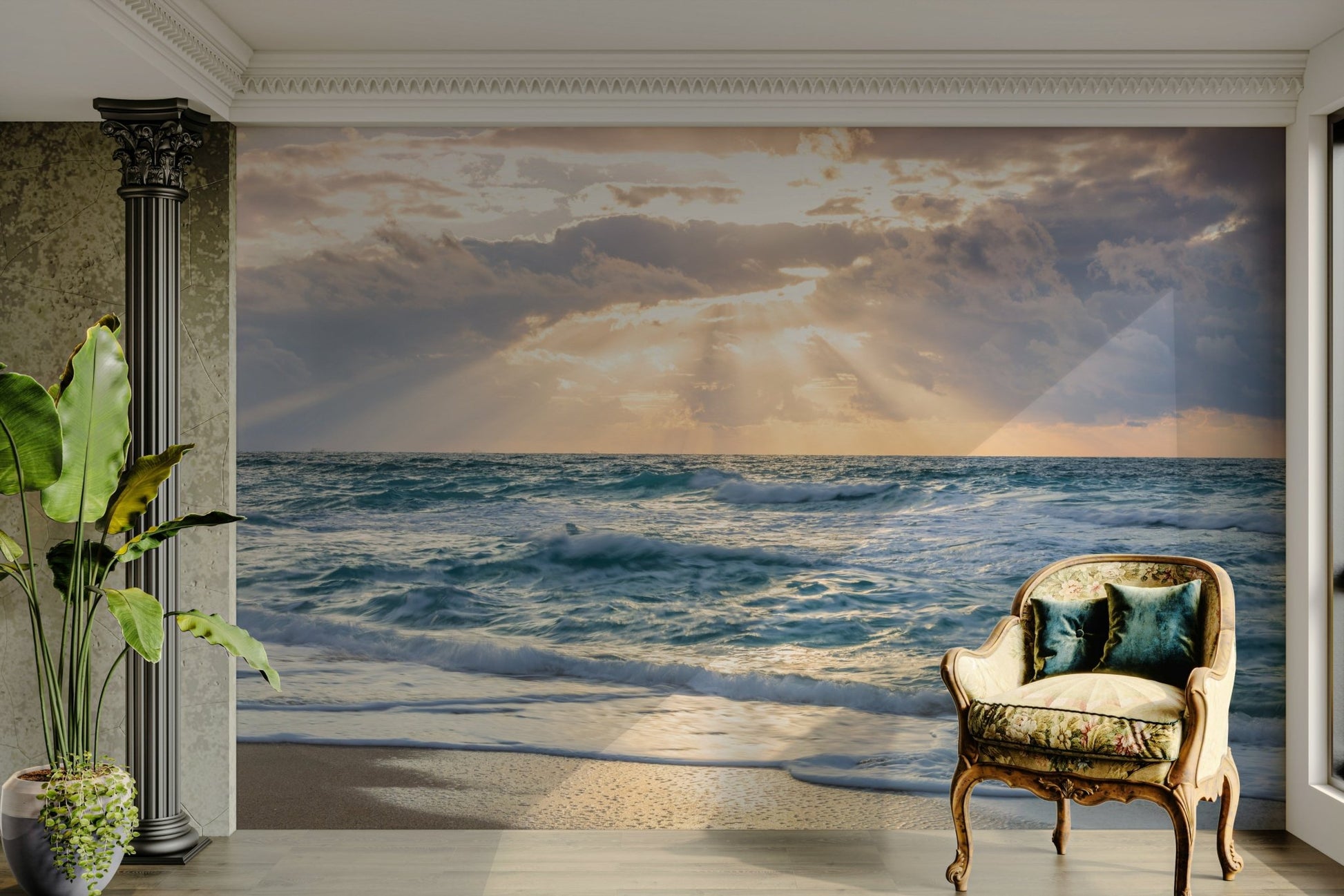 Evening sky mural in twilight colors

