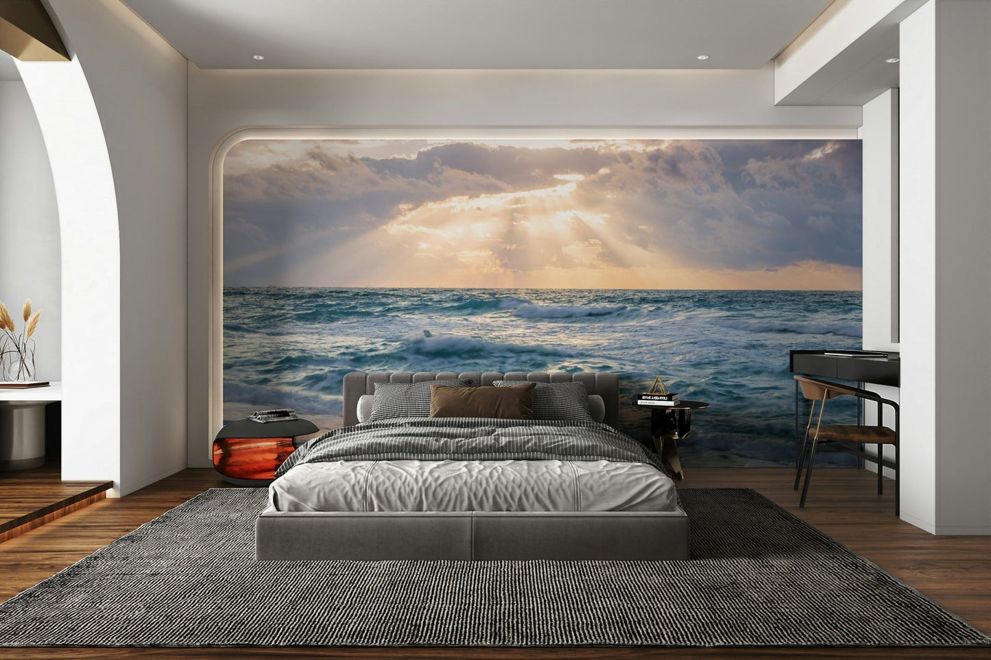Wall mural with evening sky transitions

