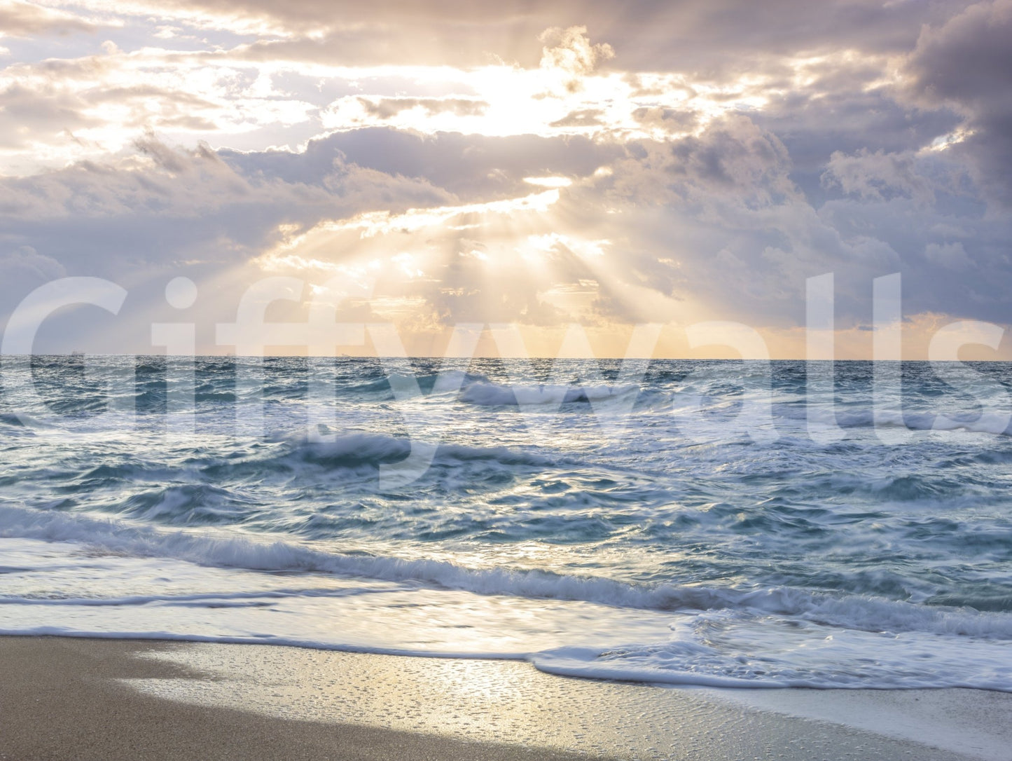 Nature-inspired wall mural with dusk feel

