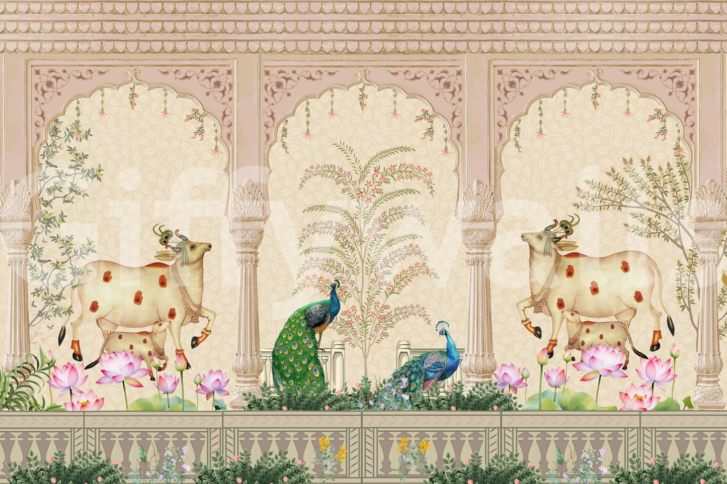 The style is a soft-focus illustration or a painterly design.

