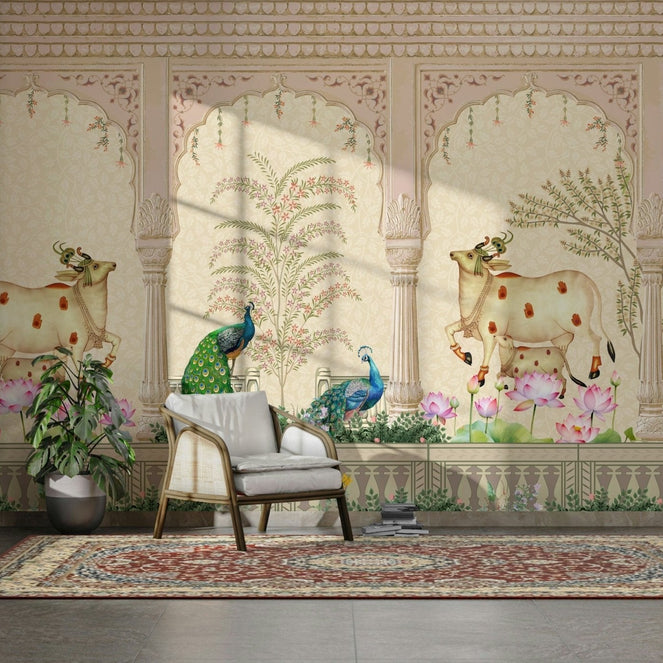 Pichwai Wallpaper for Walls Traditional Indian Art Design