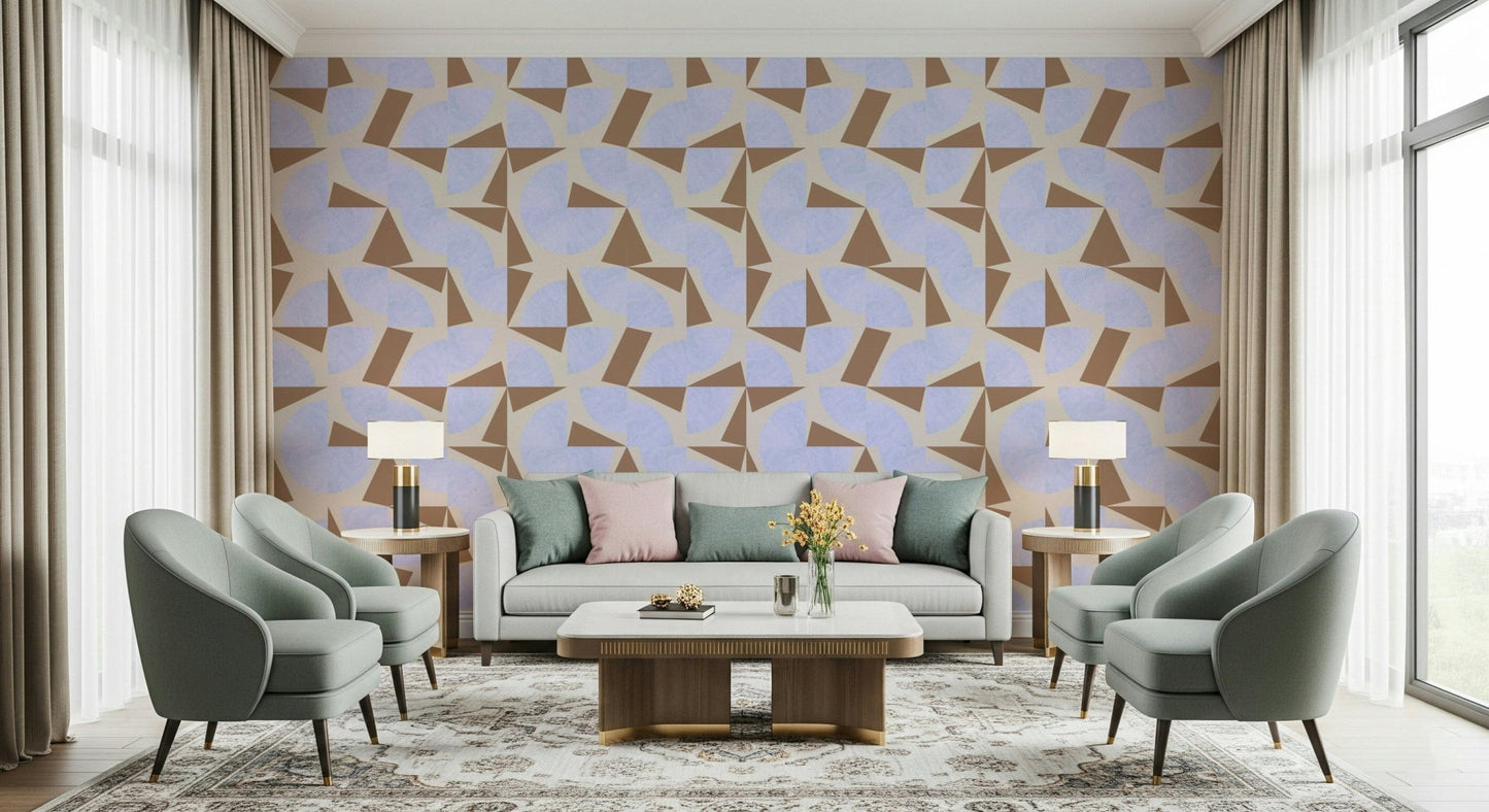 Geometric mocha shards Shapescape peel and stick wallpaper.