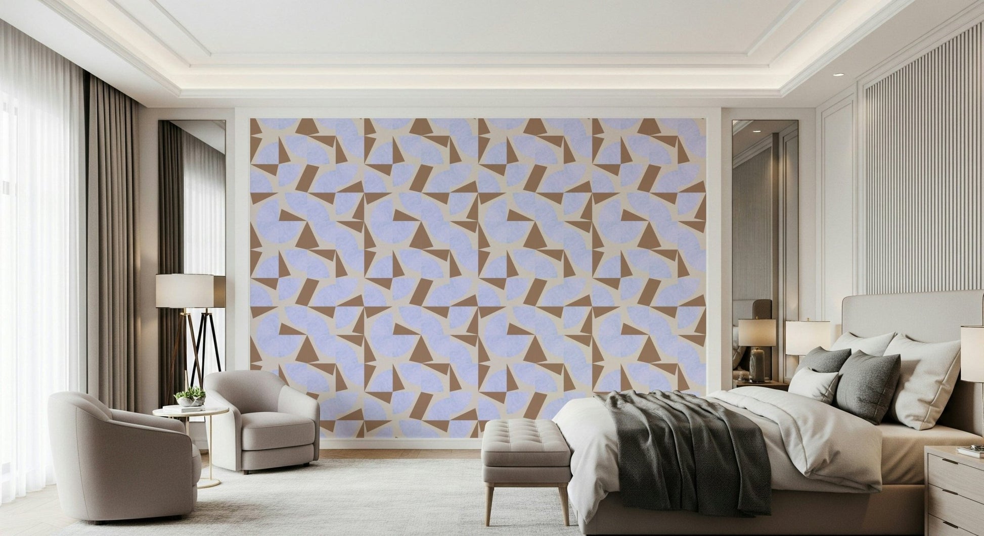 Shapescape mocha triangular motifs wallpaper mural.
