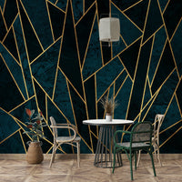 Luxurious Shattered Deep Blue and Gold Mural Design, GD1927