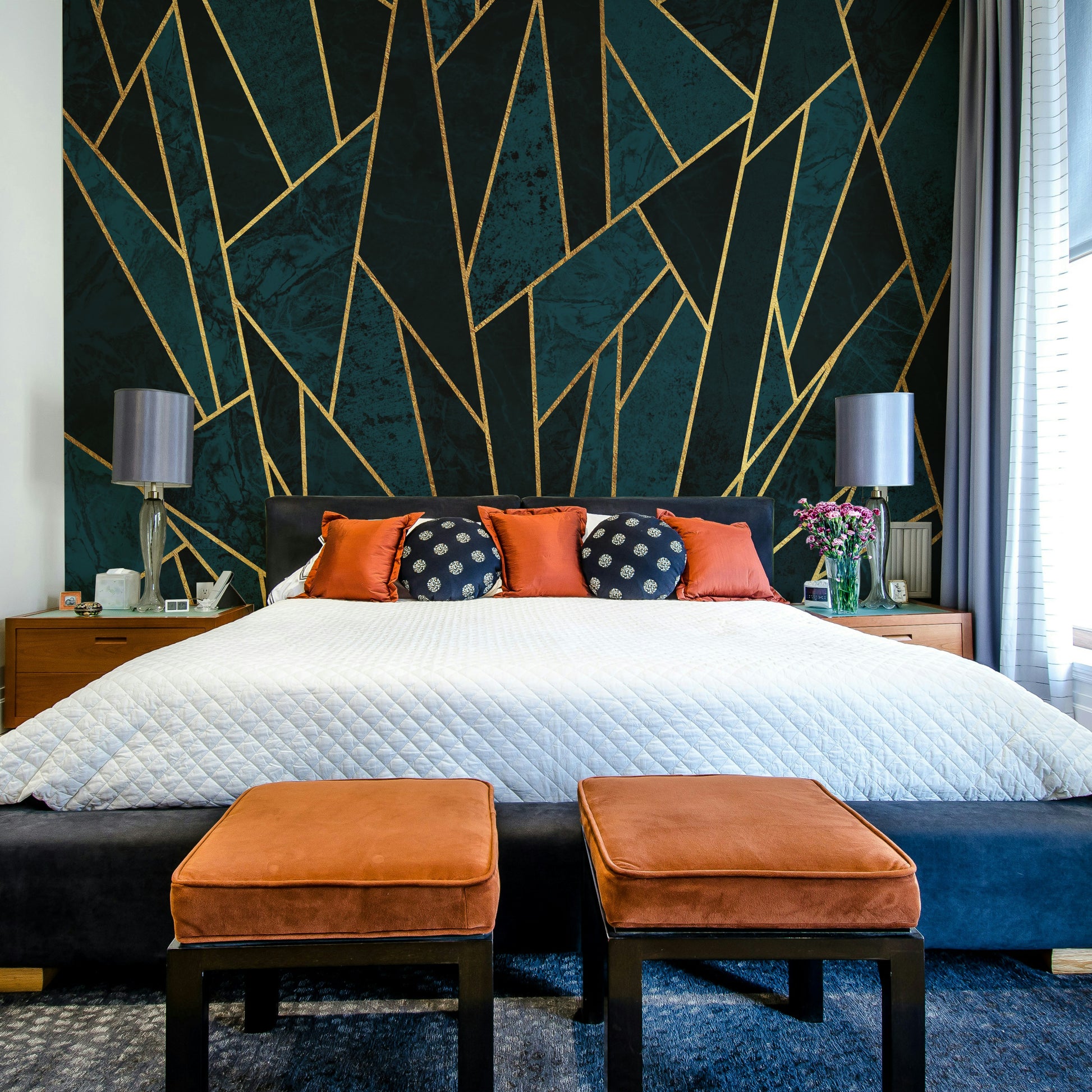 Stunning Blue and Gold Shattered Mosaic Wall Art

