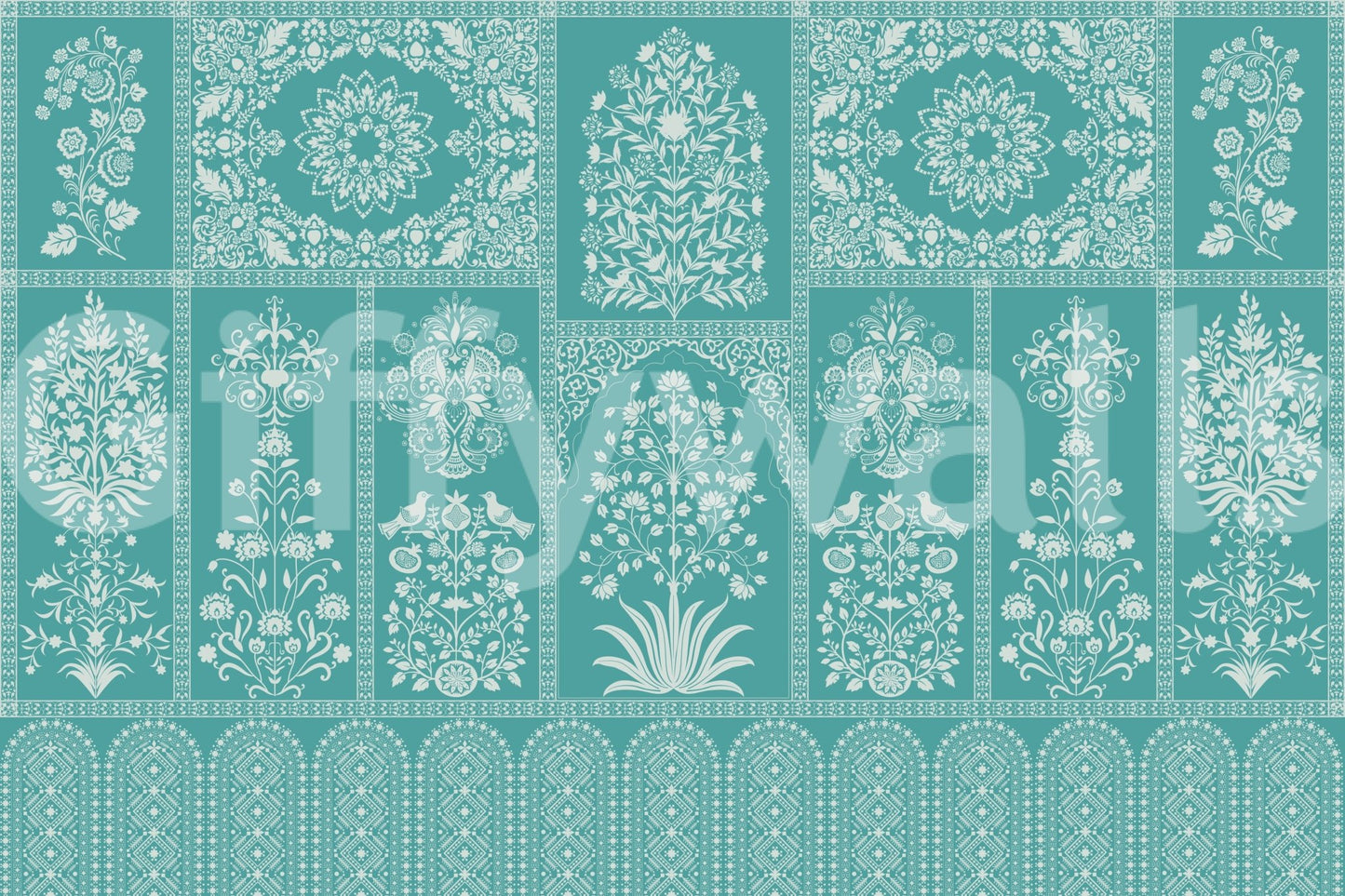 The style is a soft-focus illustration or a painterly design.

