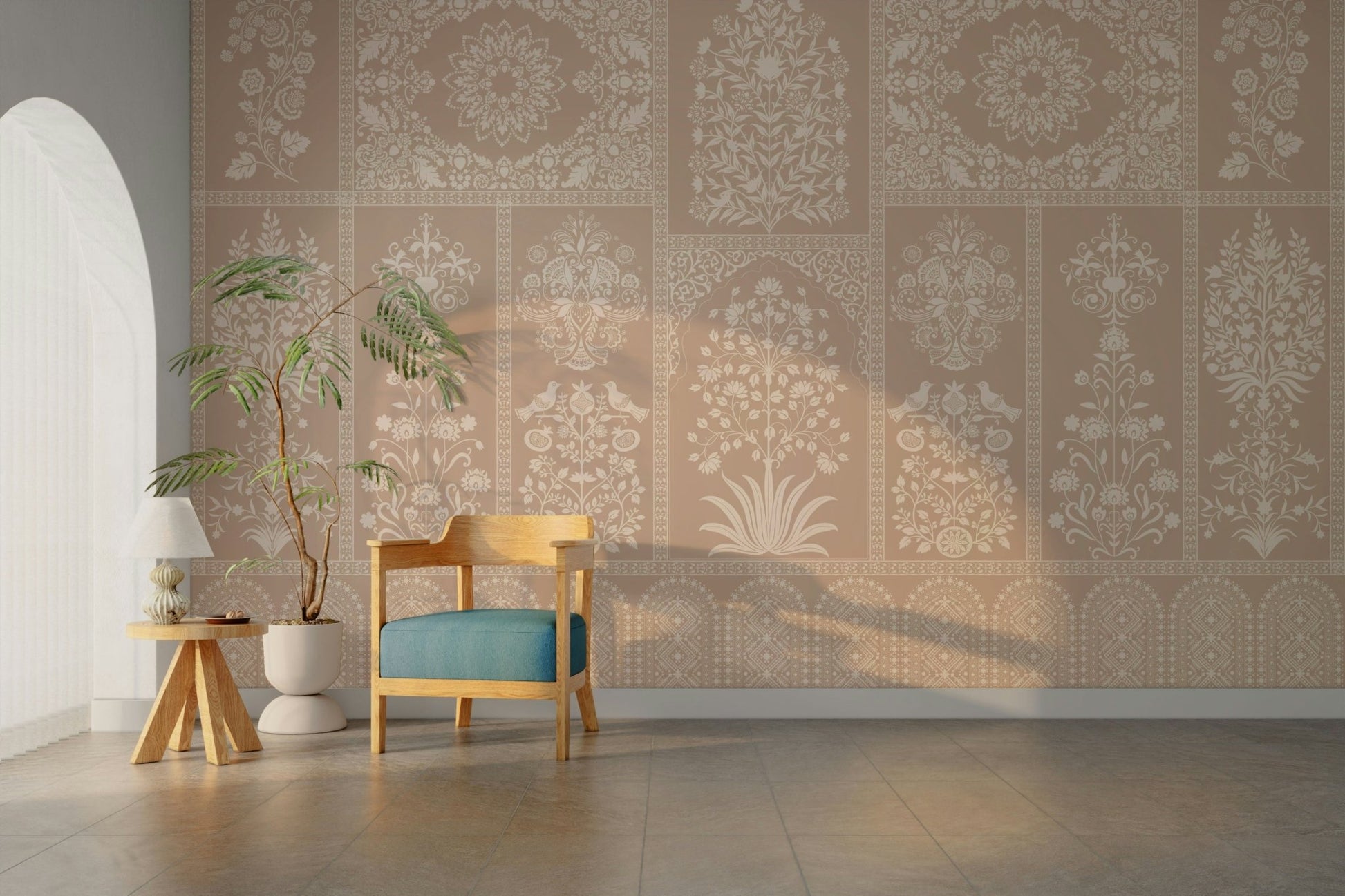 The colors are gentle and soft, with a natural, neutral palette.

