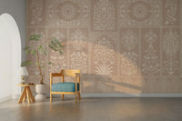 The colors are gentle and soft, with a natural, neutral palette.

