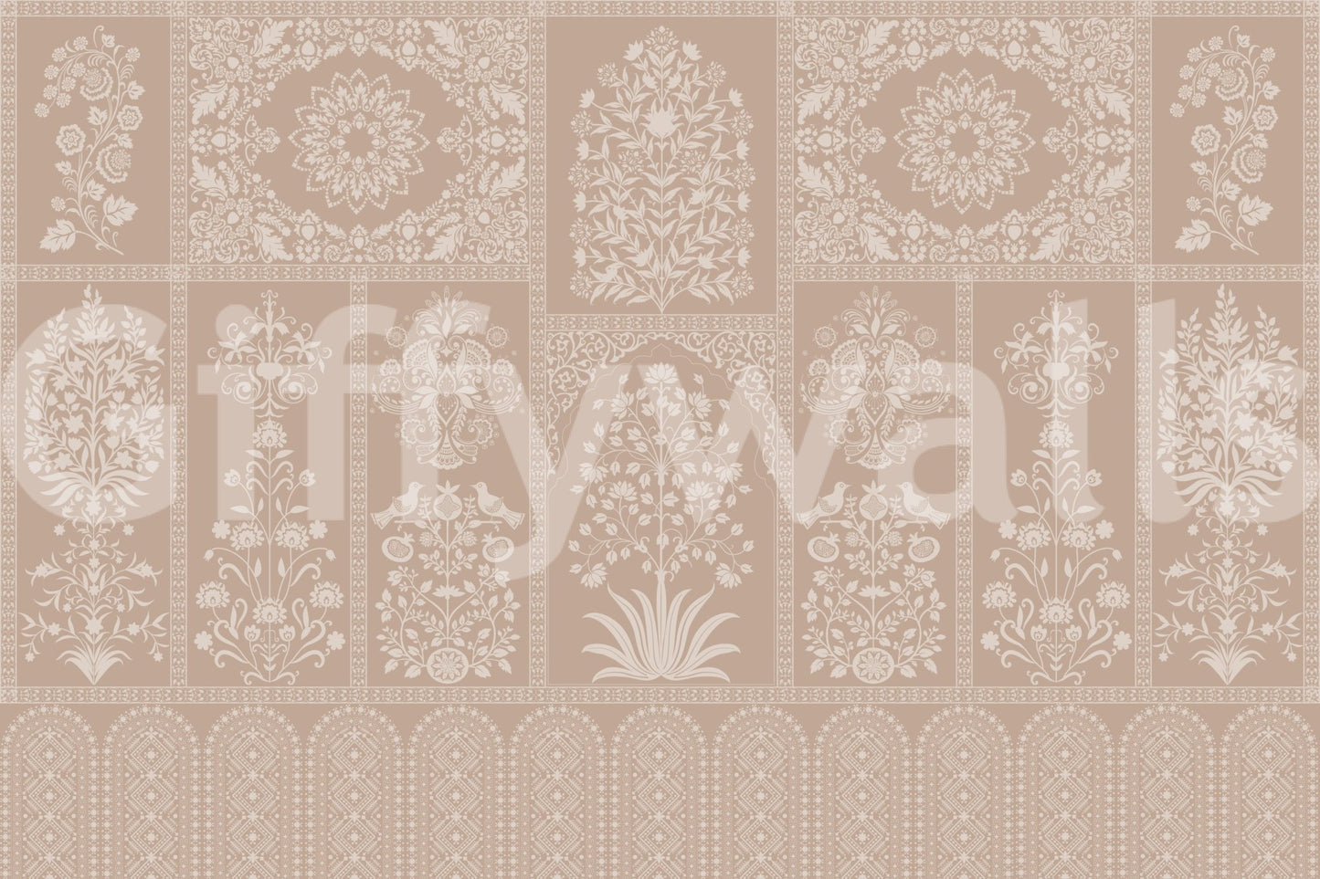 The style is a soft-focus illustration or a painterly design.

