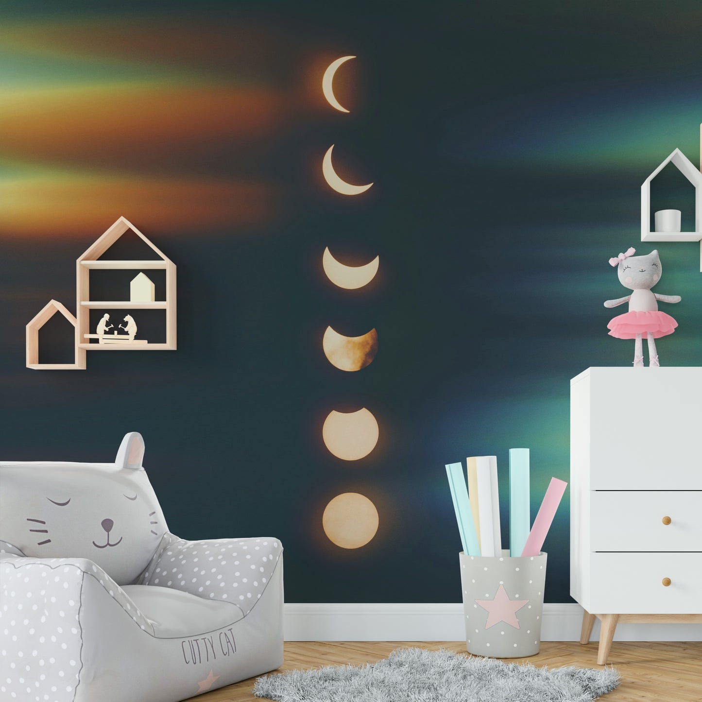 Shining Moon Phases Wall Mural