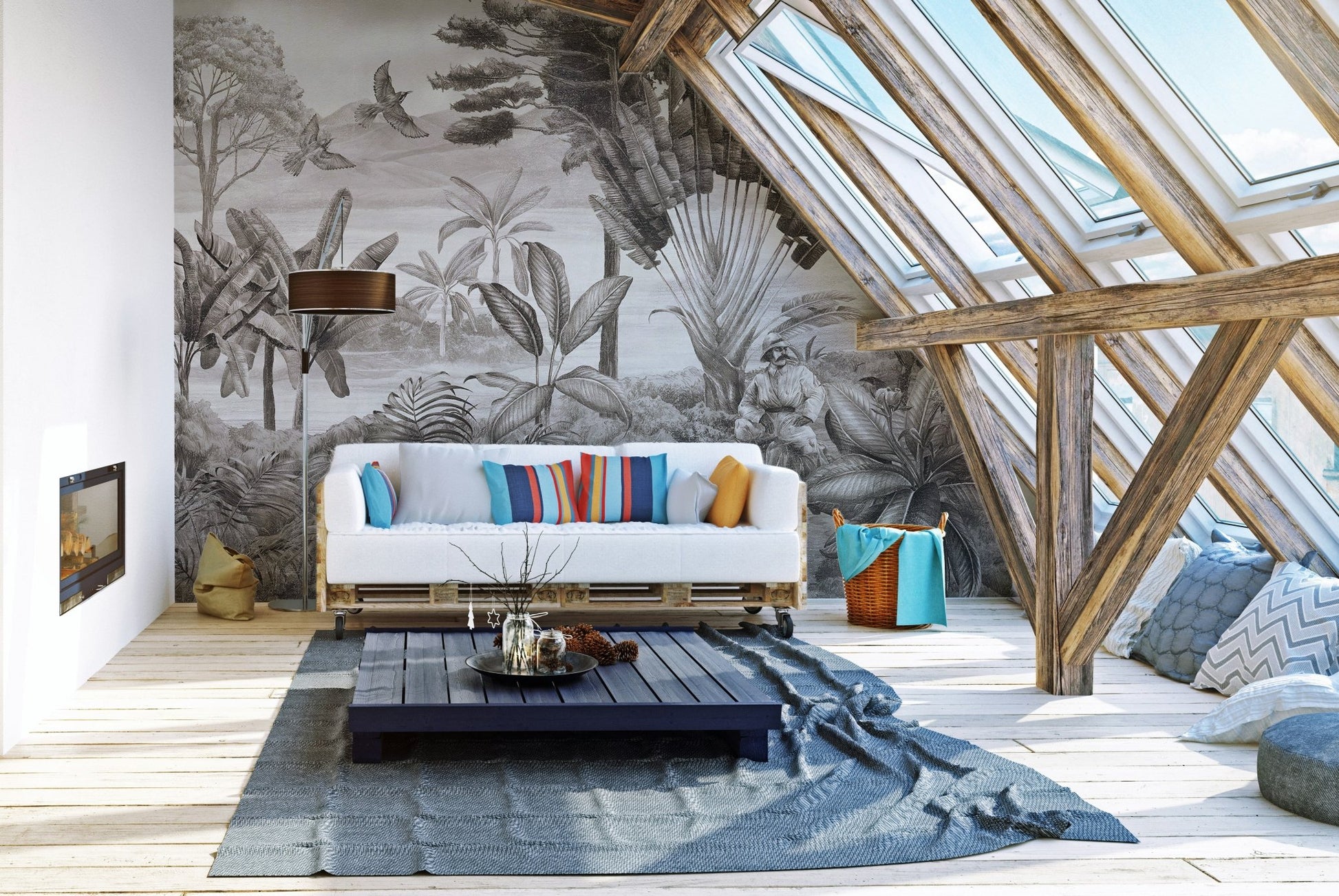 Hunter sitting wall mural art
