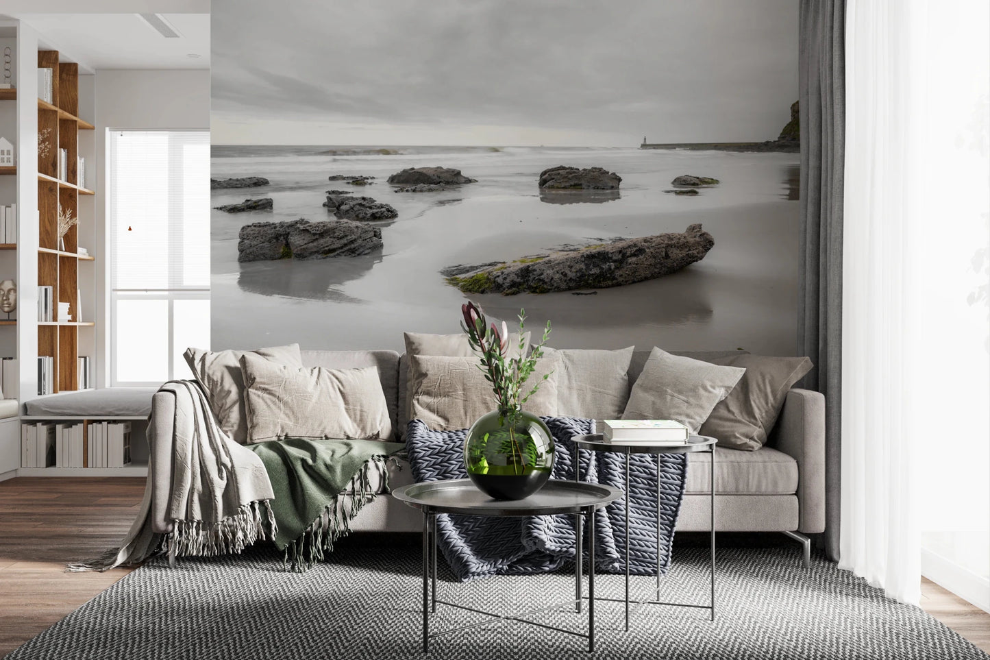 Natural shoreline rocks in Shoreline Hues wall mural design