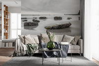 Natural shoreline rocks in Shoreline Hues wall mural design