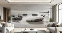 Calm sea and sand shown in Shoreline Hues wall mural