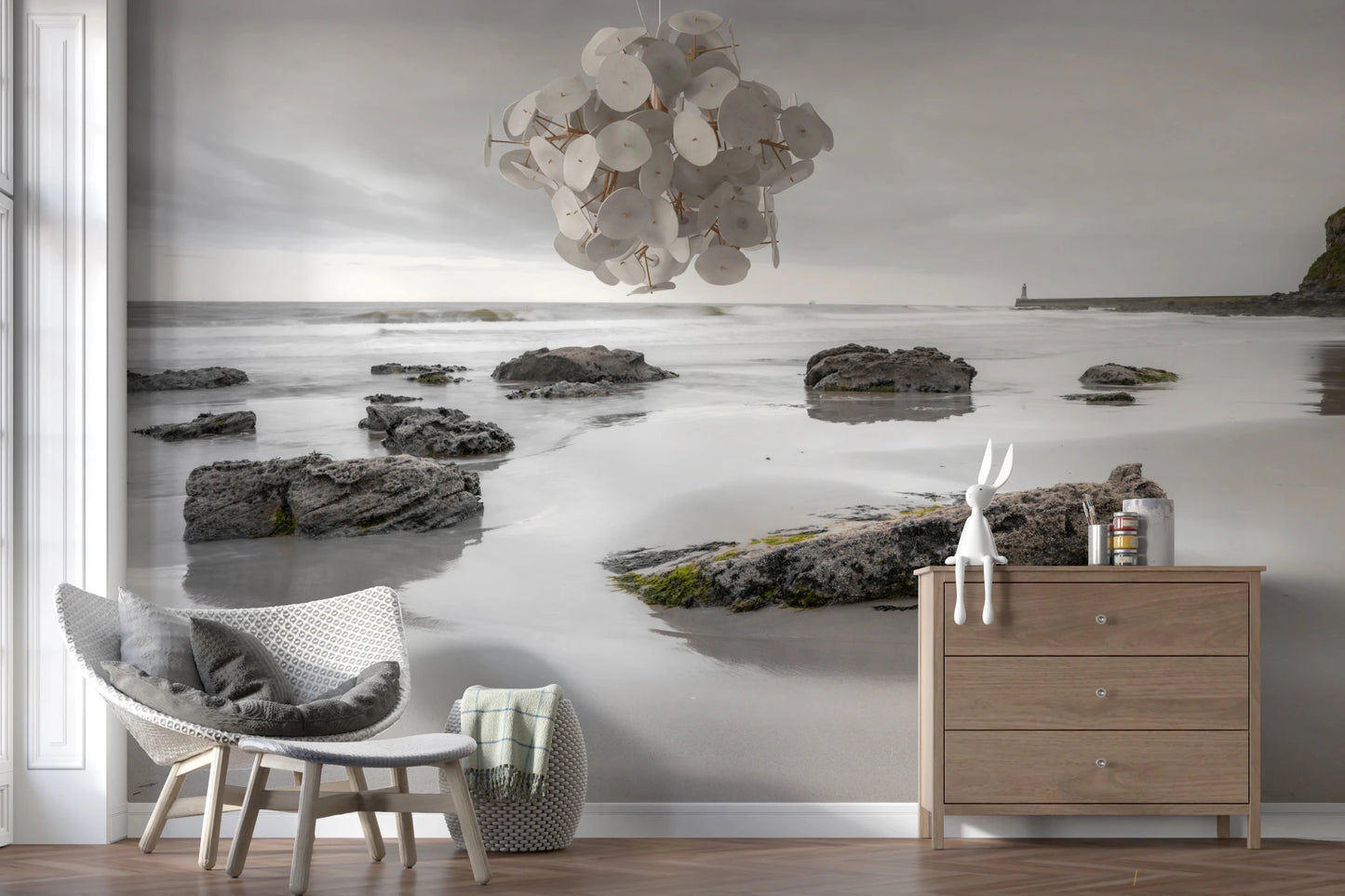 Minimal beach texture seen in Shoreline Hues wall mural