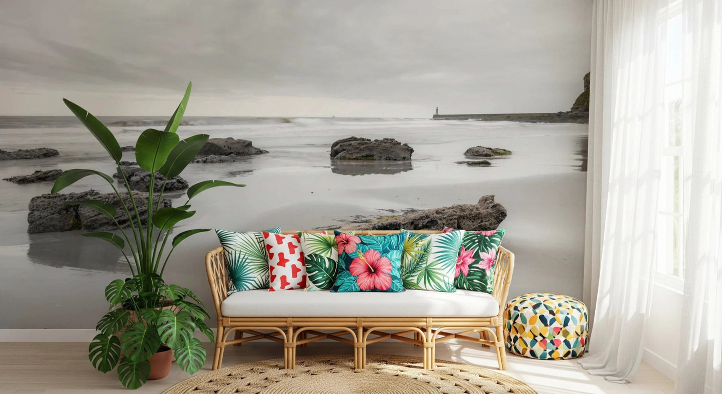 Gray coastal sky captured in Shoreline Hues wall mural