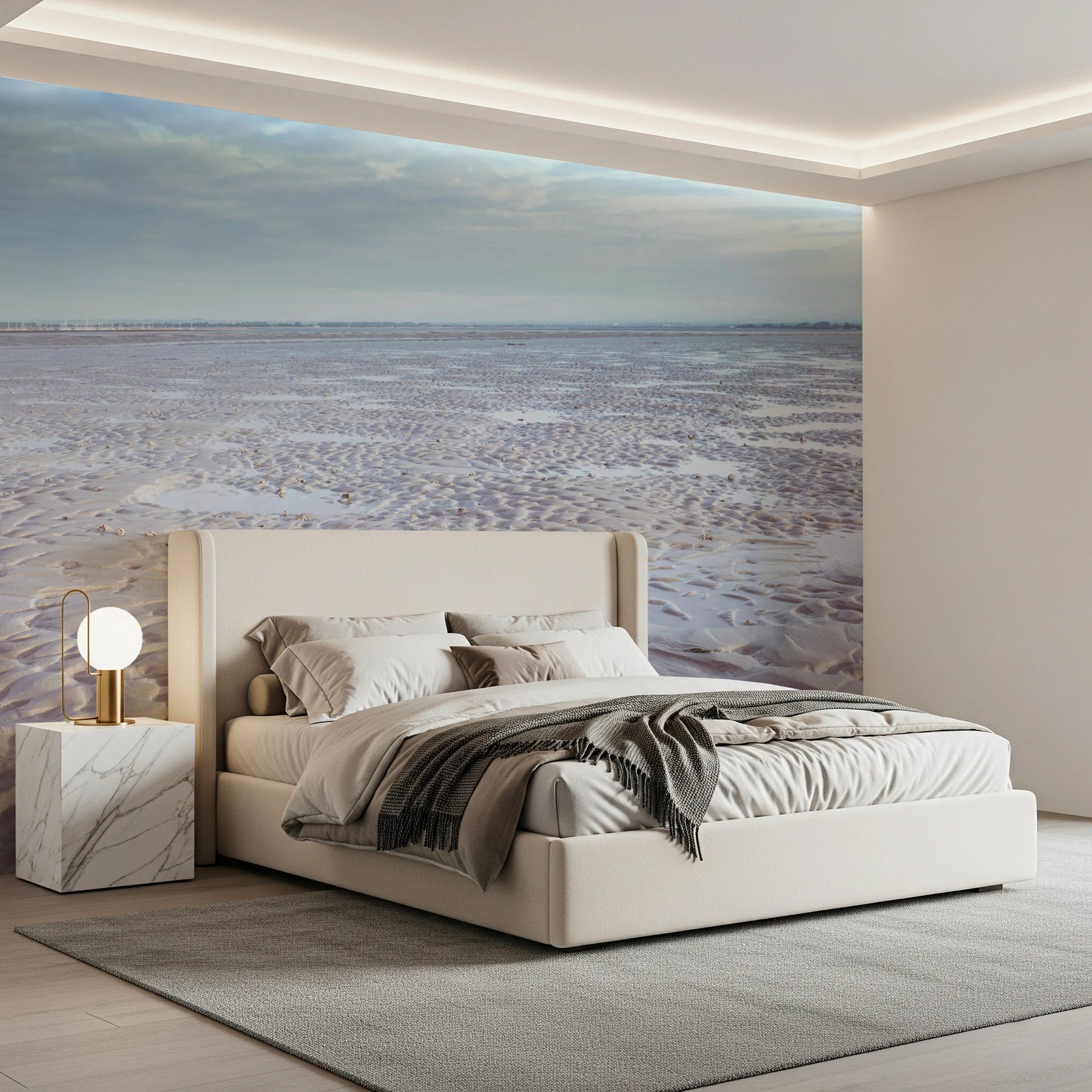 Neutral beach wall mural for workspace interiors, GD8200