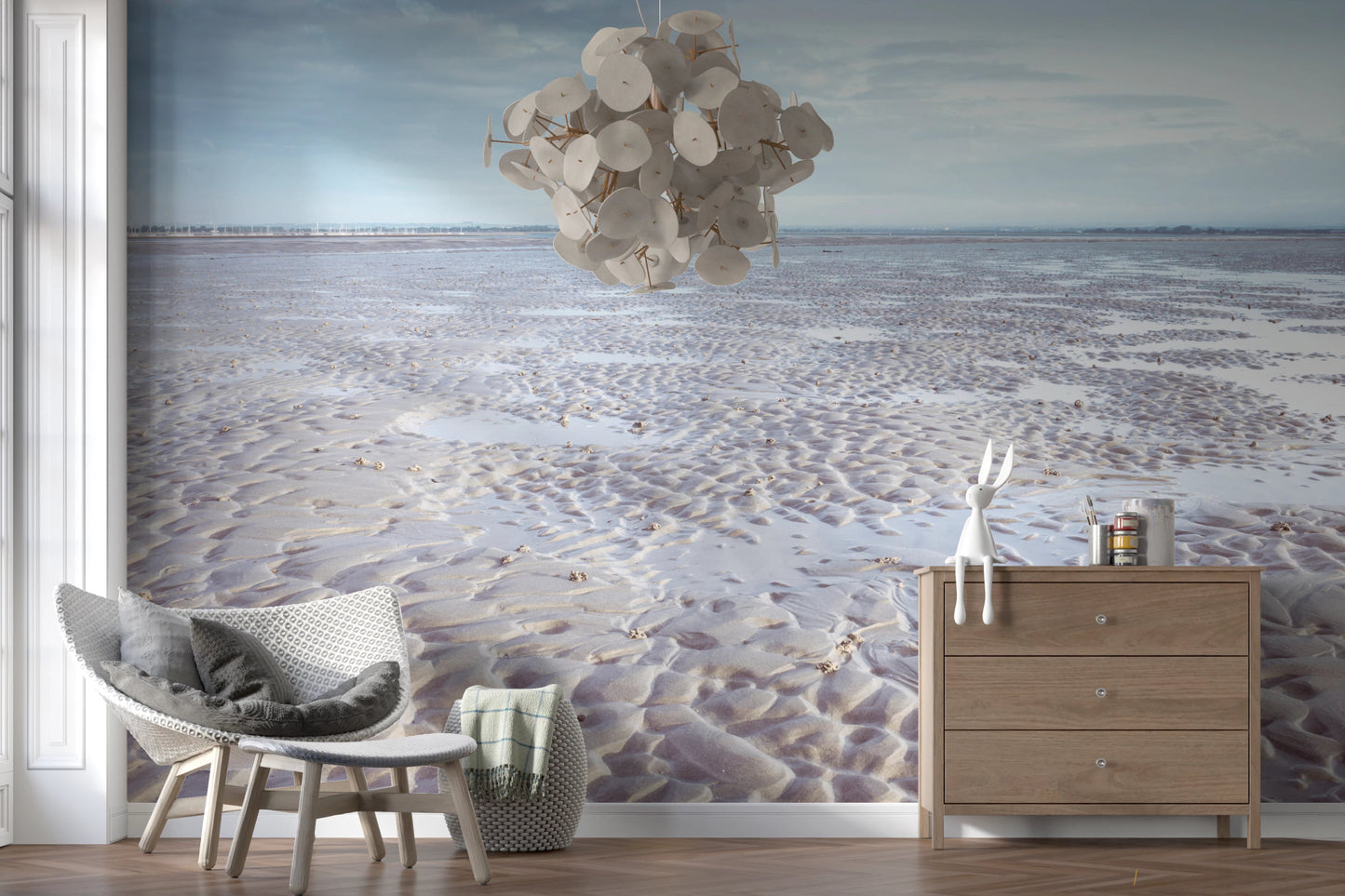 Peaceful shoreline wallpaper for modern bedroom, GD8200