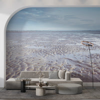 Shoreline Serenity beach mural in muted coastal hues, GD8200