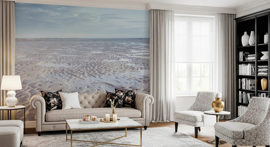 Shoreline Serenity Wall Mural with calm beach tones