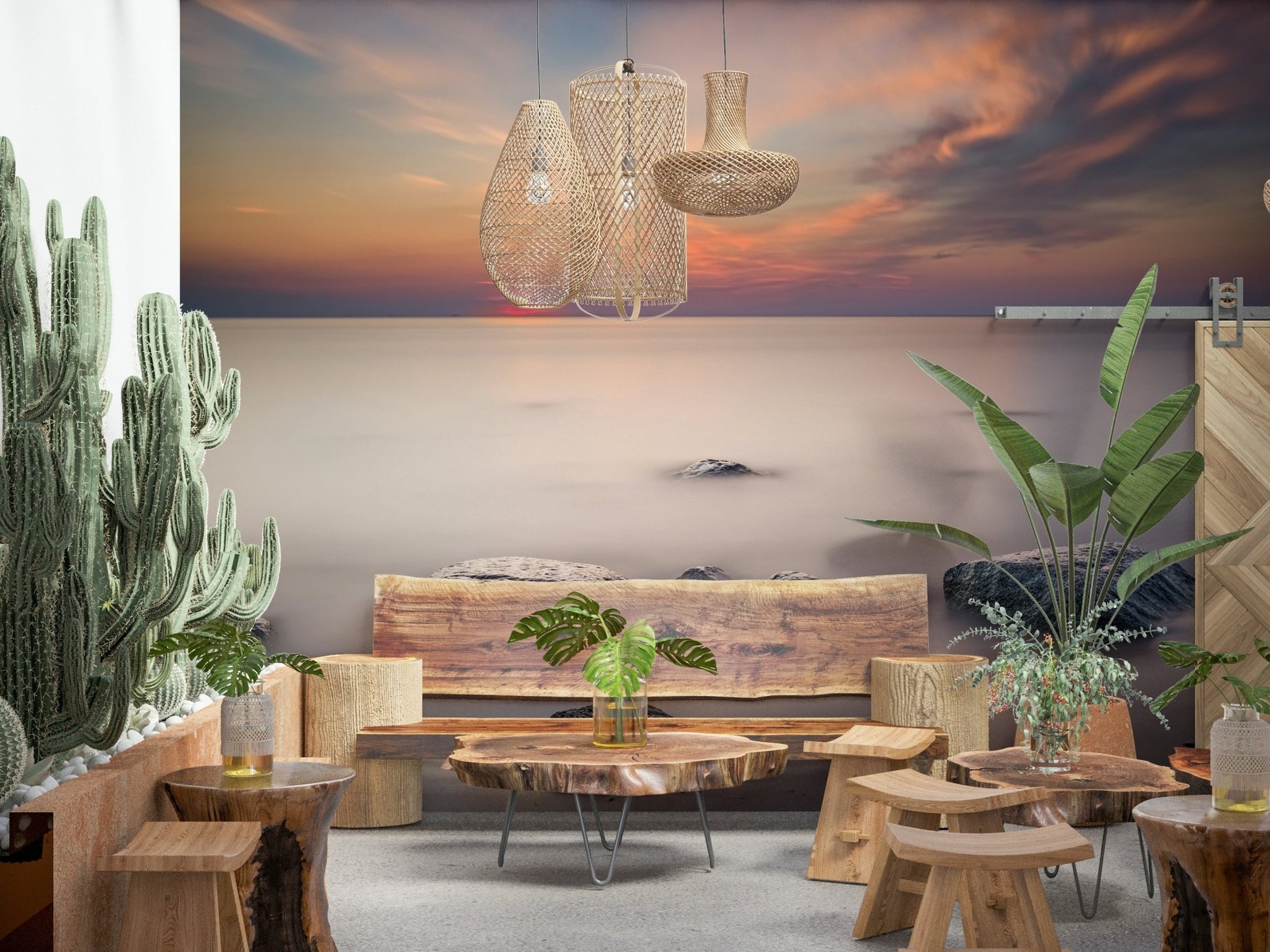 A high-quality serene ocean wall mural for walls.