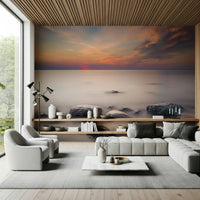 A calming underwater design wallpaper mural that defines a space.
