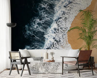 Living area refreshed with Shoreline Wall Mural and a bold coastal backdrop