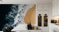 Minimal dining nook styled with Shoreline Wall Mural and a striking shoreline scene