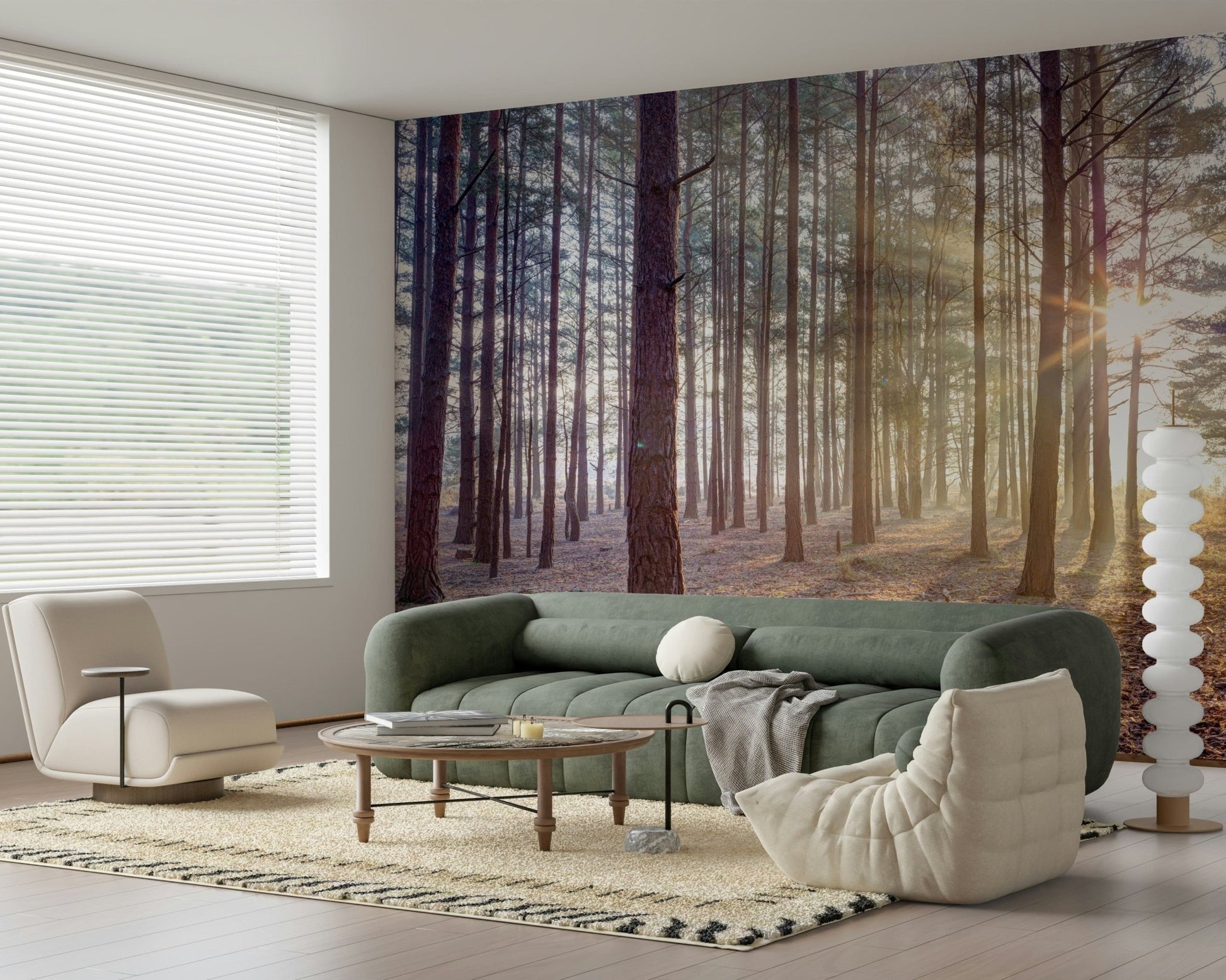 Monochrome smoke effect wall mural for a contemporary feature wall.