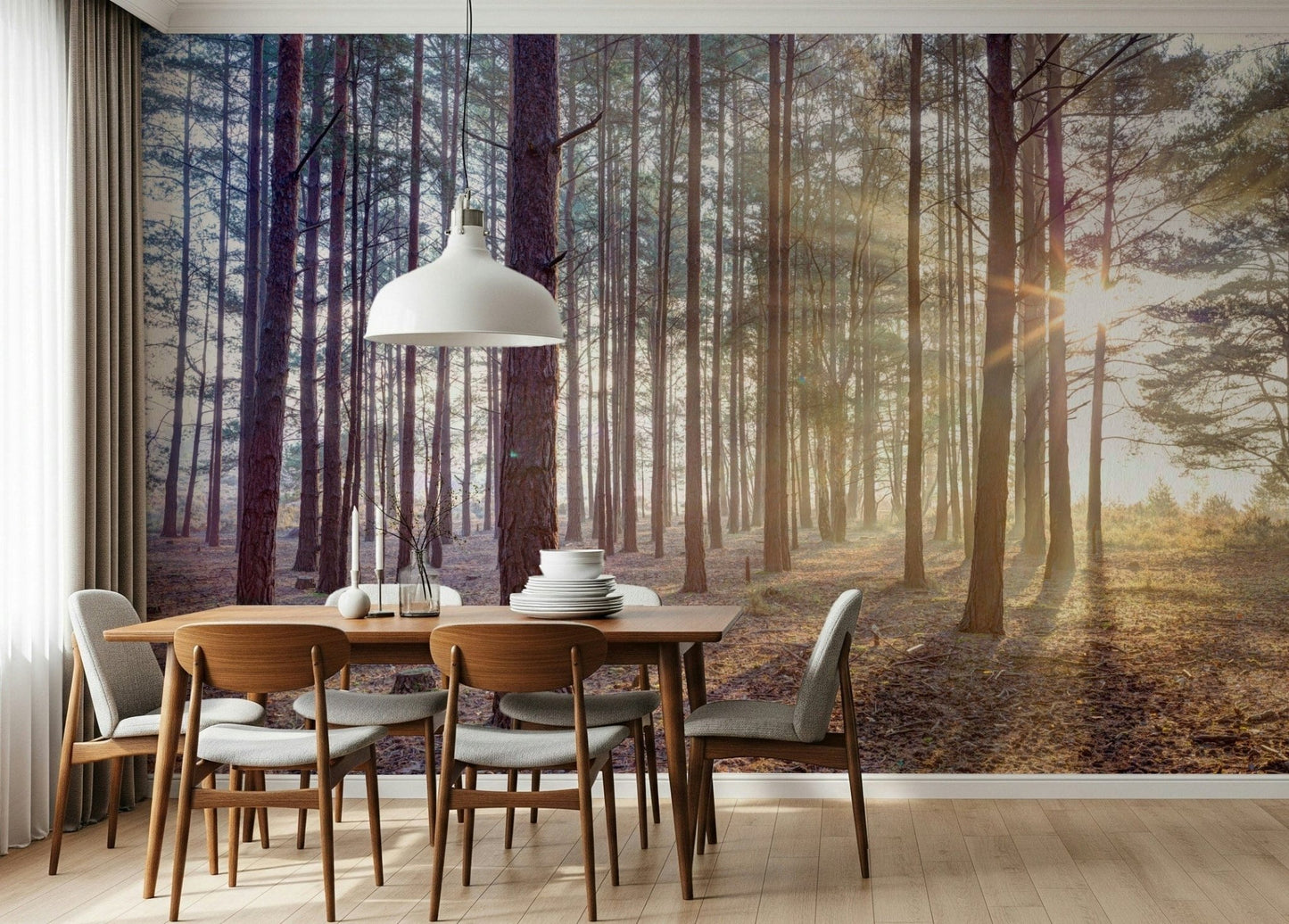 Mist covered mountains wallpaper for a professional office wall mural.