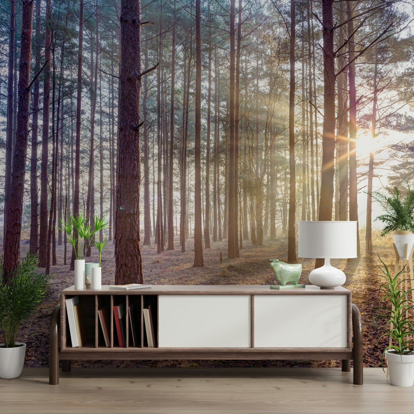 Atmospheric grey clouds wall mural for a modern hallway wallpaper.