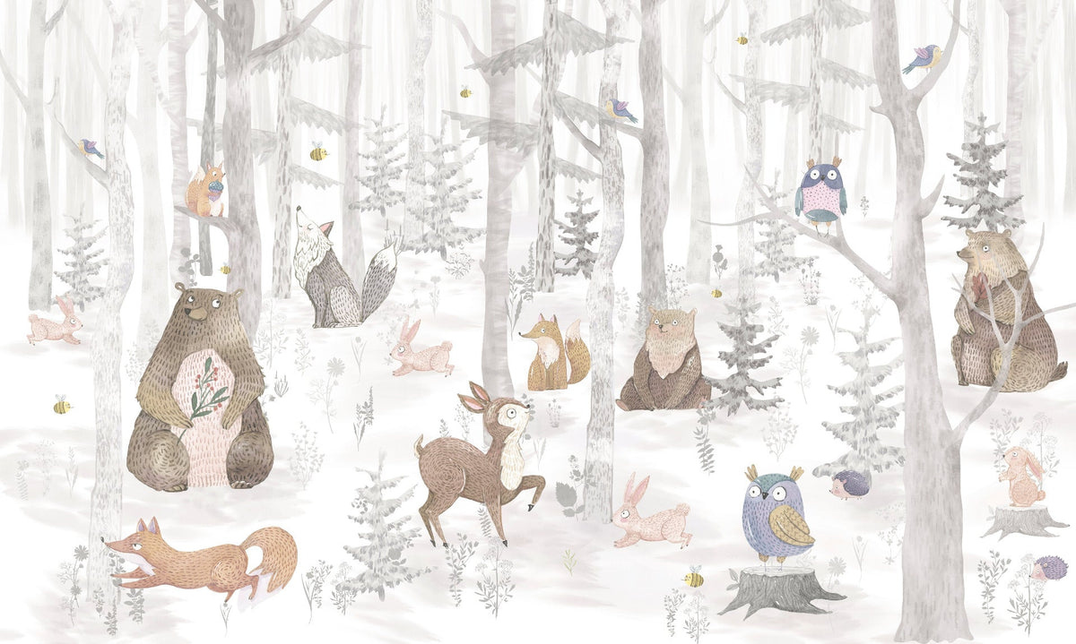 Watercolor Kids Animal Wallpaper Murals
