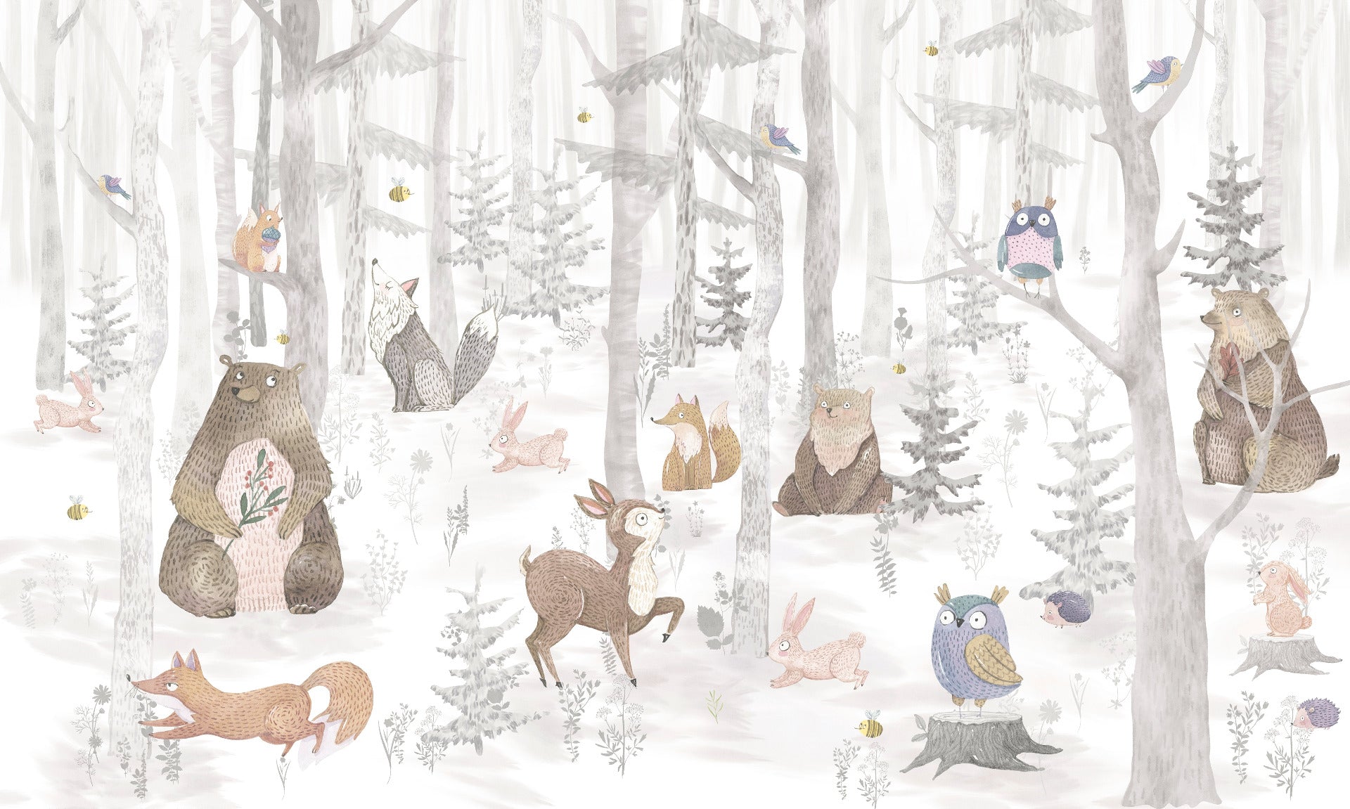 Watercolor Kids Animal Wallpaper Murals