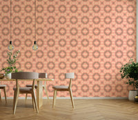 Vintage-inspired wallpaper featuring repeating square tile motifs

