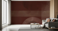 Sienna and Clay Harmony wall mural shows two large circles set in horizontal bands.GD9600