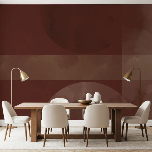 Sienna and Clay Harmony wall mural turns the dining room into a warm earthy zone.GD9600