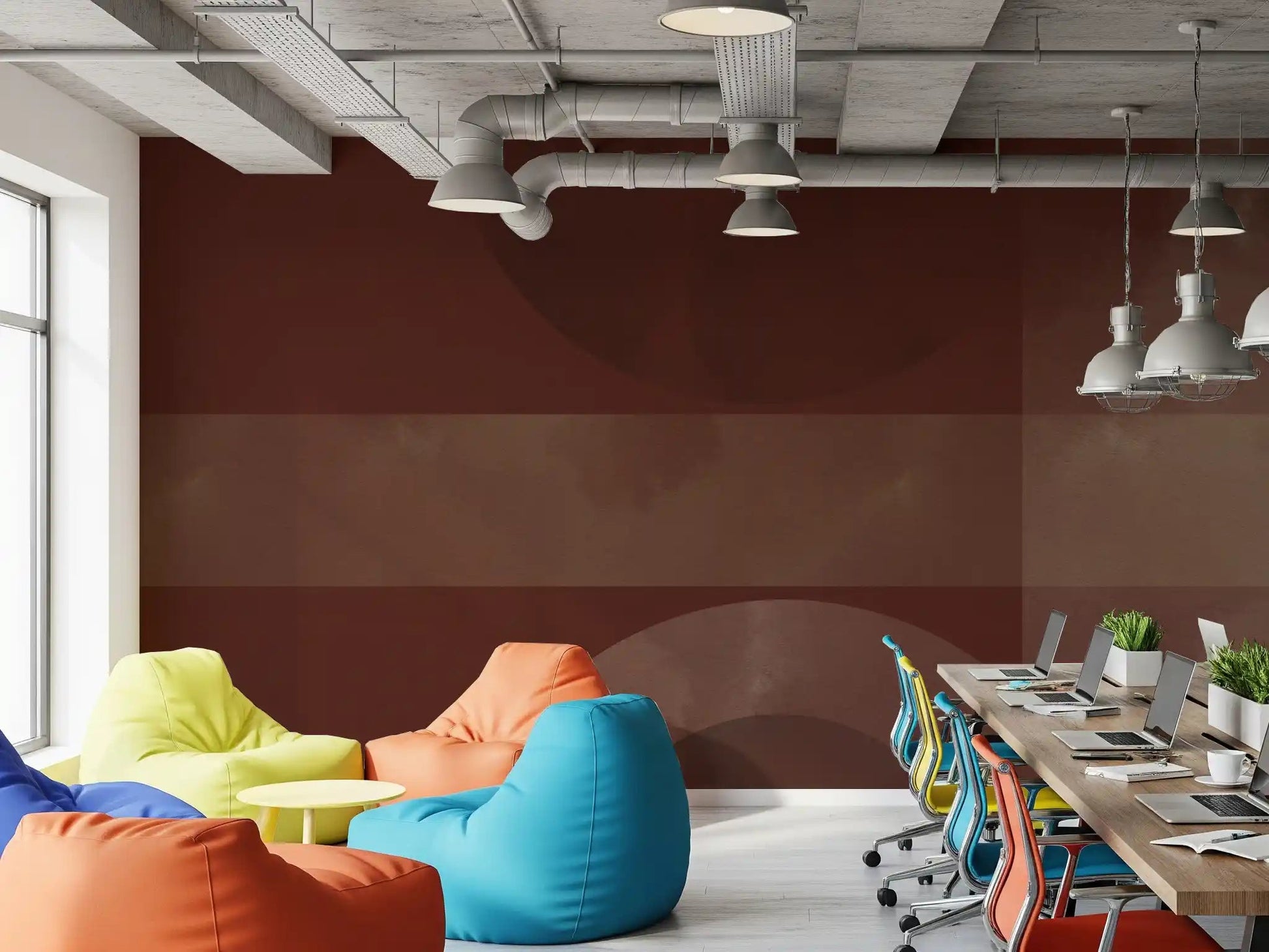 Watercolour washes drift gently across Sienna and Clay Harmony abstract wall mural.GD9600
