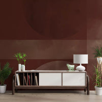 Two warm circles sit inside layered bands of Sienna and Clay Harmony wall mural.GD9600