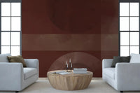 Quiet circles fill the sitting area on Sienna and Clay Harmony abstract wall mural.GD9600