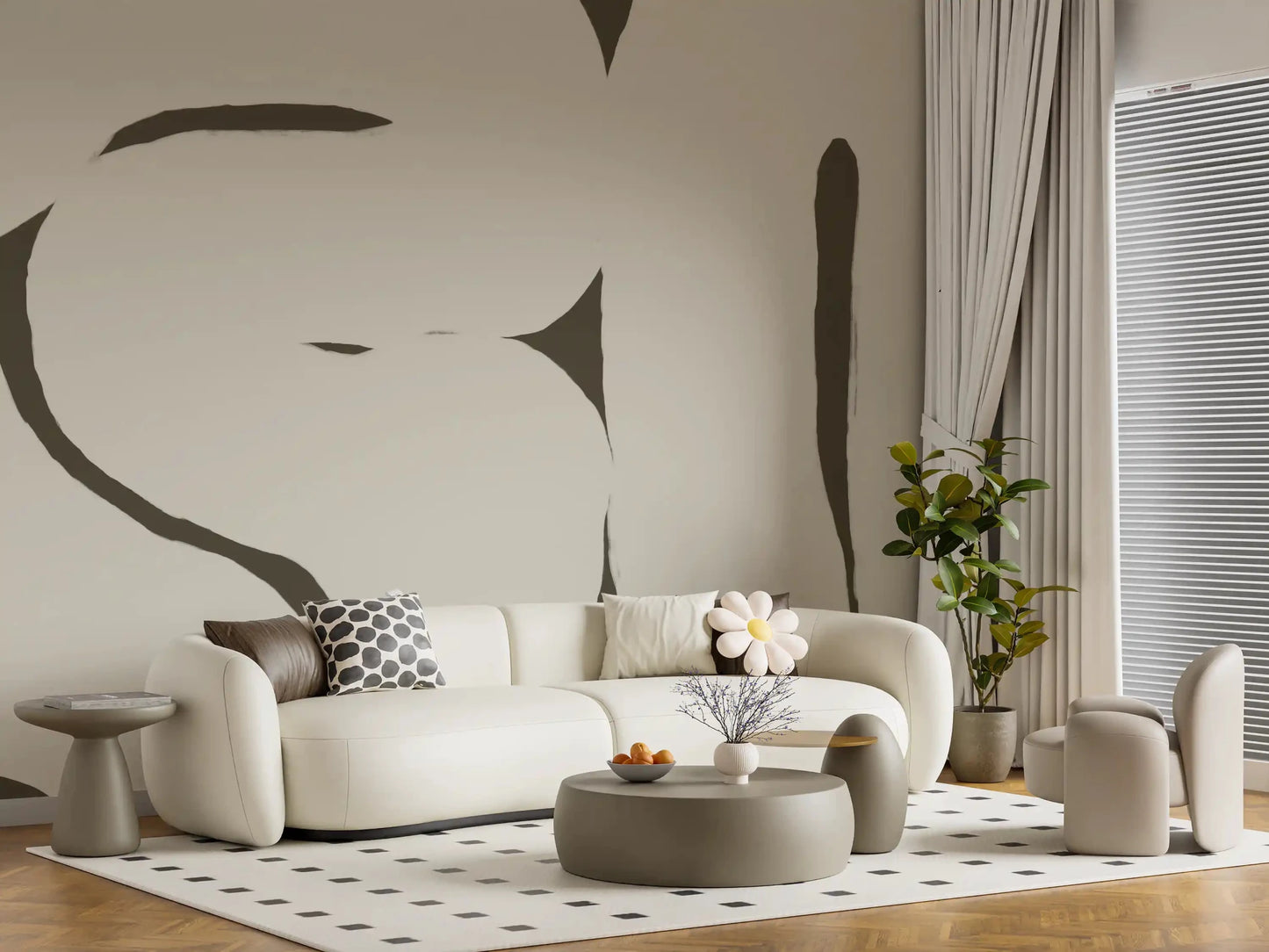 Hallway with Silenced Current wall mural flowing shapes