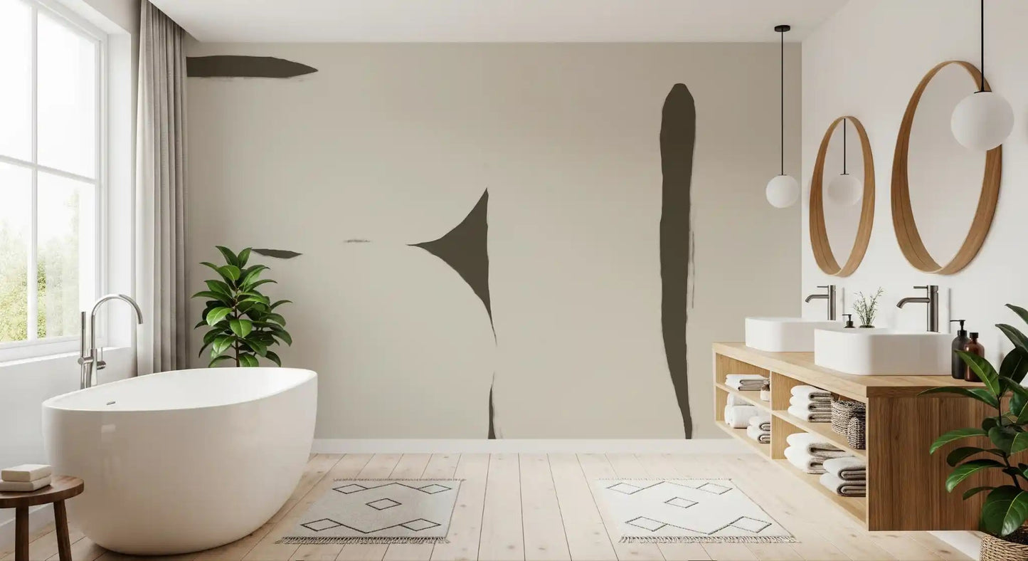 Silenced Current wall mural with layered neutral tones