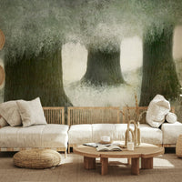 A beautiful wide-angle wall mural of a serene wood., GD5628