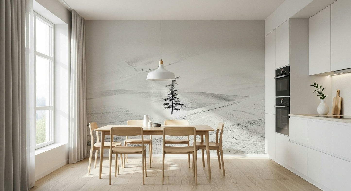 A contemplative gentle design wallpaper mural for a feature wall.