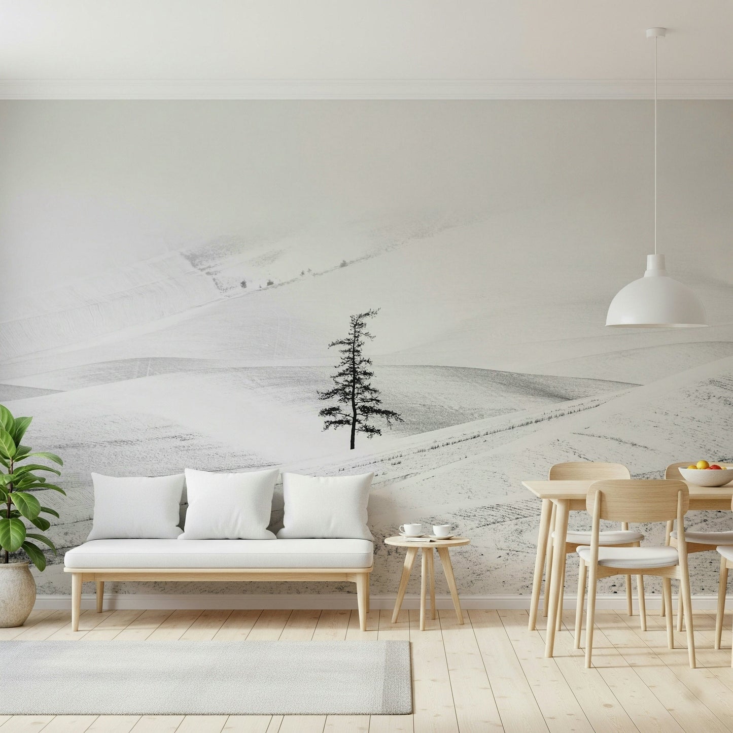 An artistic soft focus hill mural on scenic wallpaper.