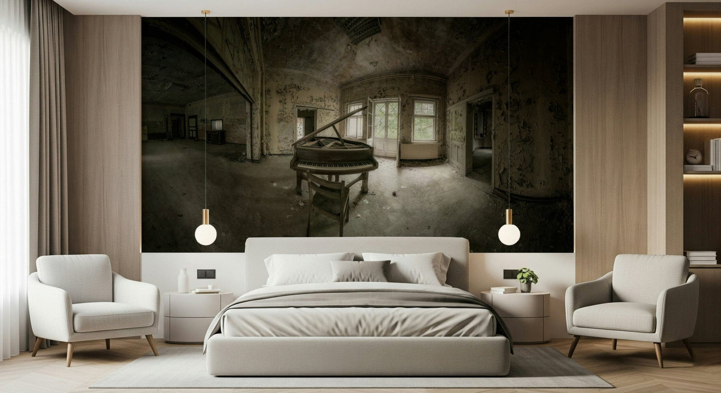 A serene flowing design wall mural for contemplative decor.