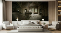A serene flowing design wall mural for contemplative decor.