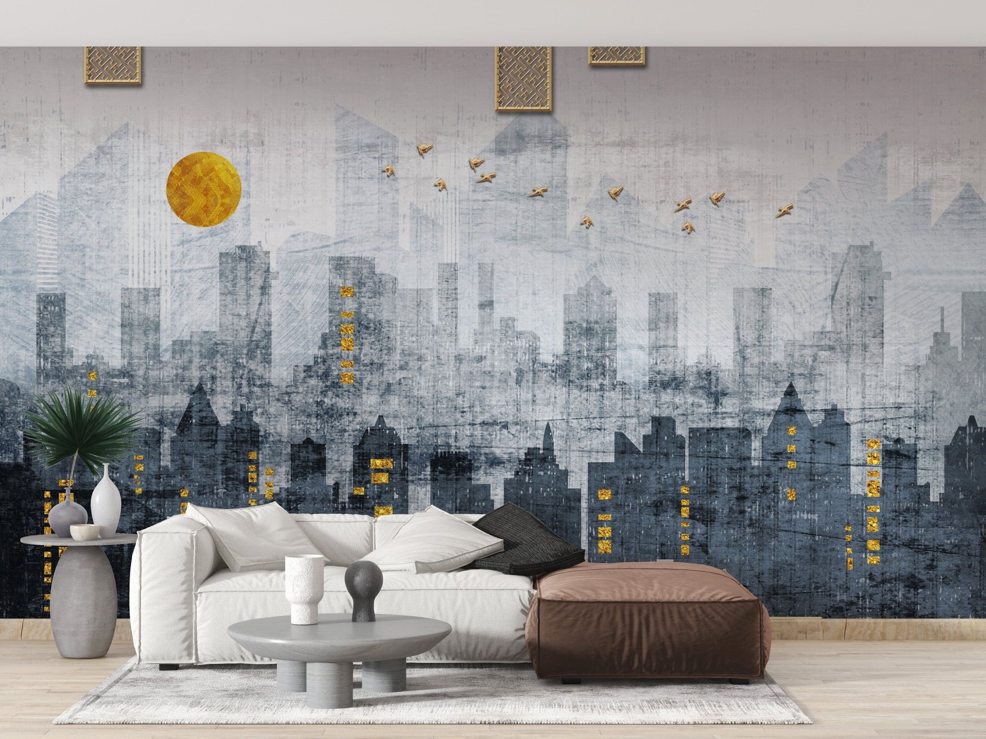 Modern cityscape mural  A841